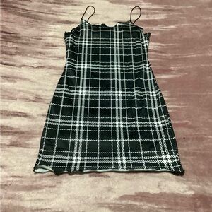 Black and White Plaid Mini Dress